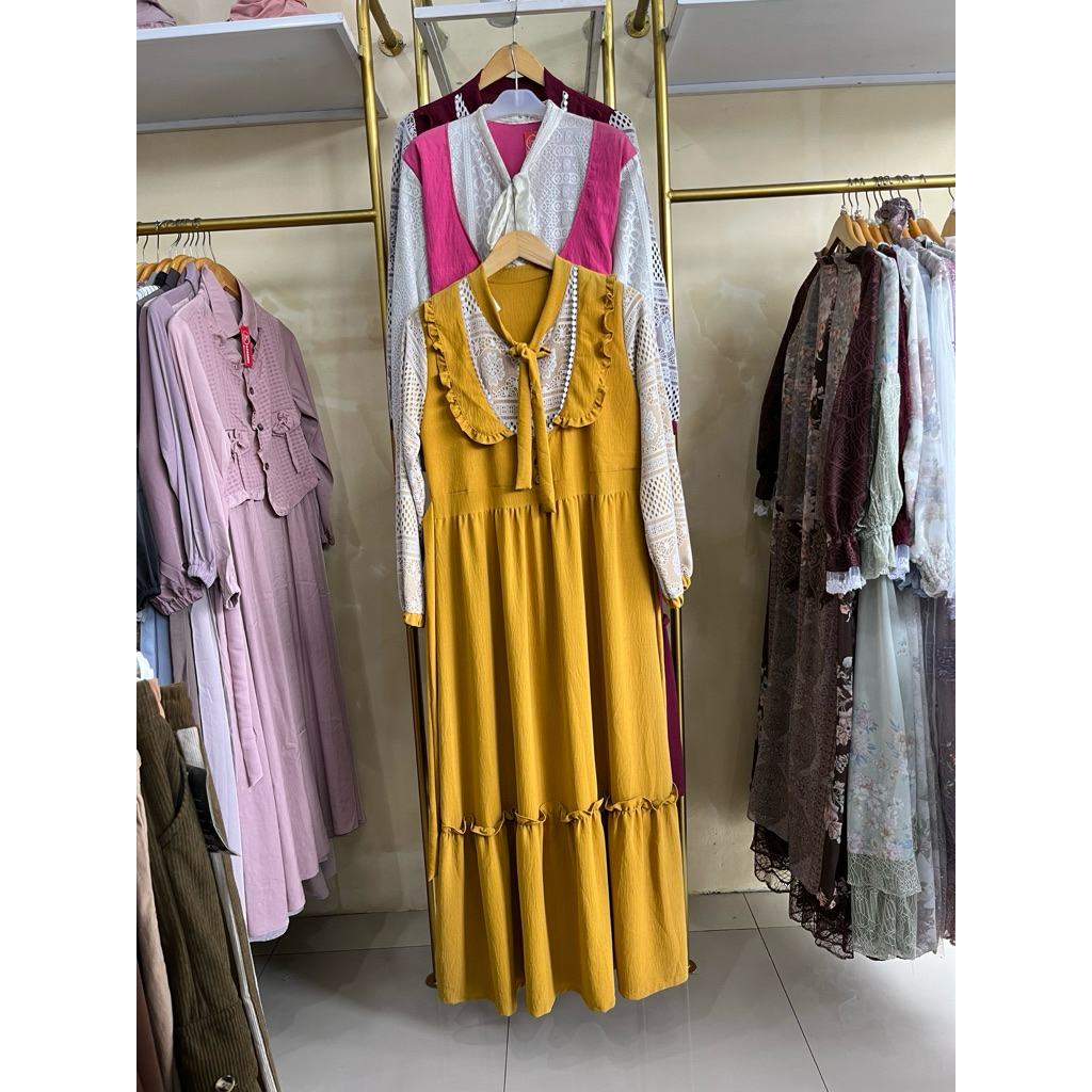 MOSCA Gamis Lebaran terbaru/gamis polos/gamis remaja kekinian/ gamis crincle bunga