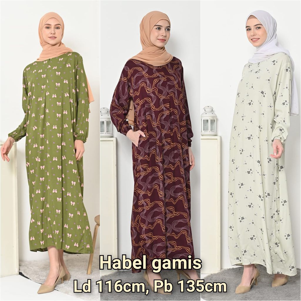 Daster Habel Gamis Lengan Panjang Busui Semata Kaki Rayon Premium