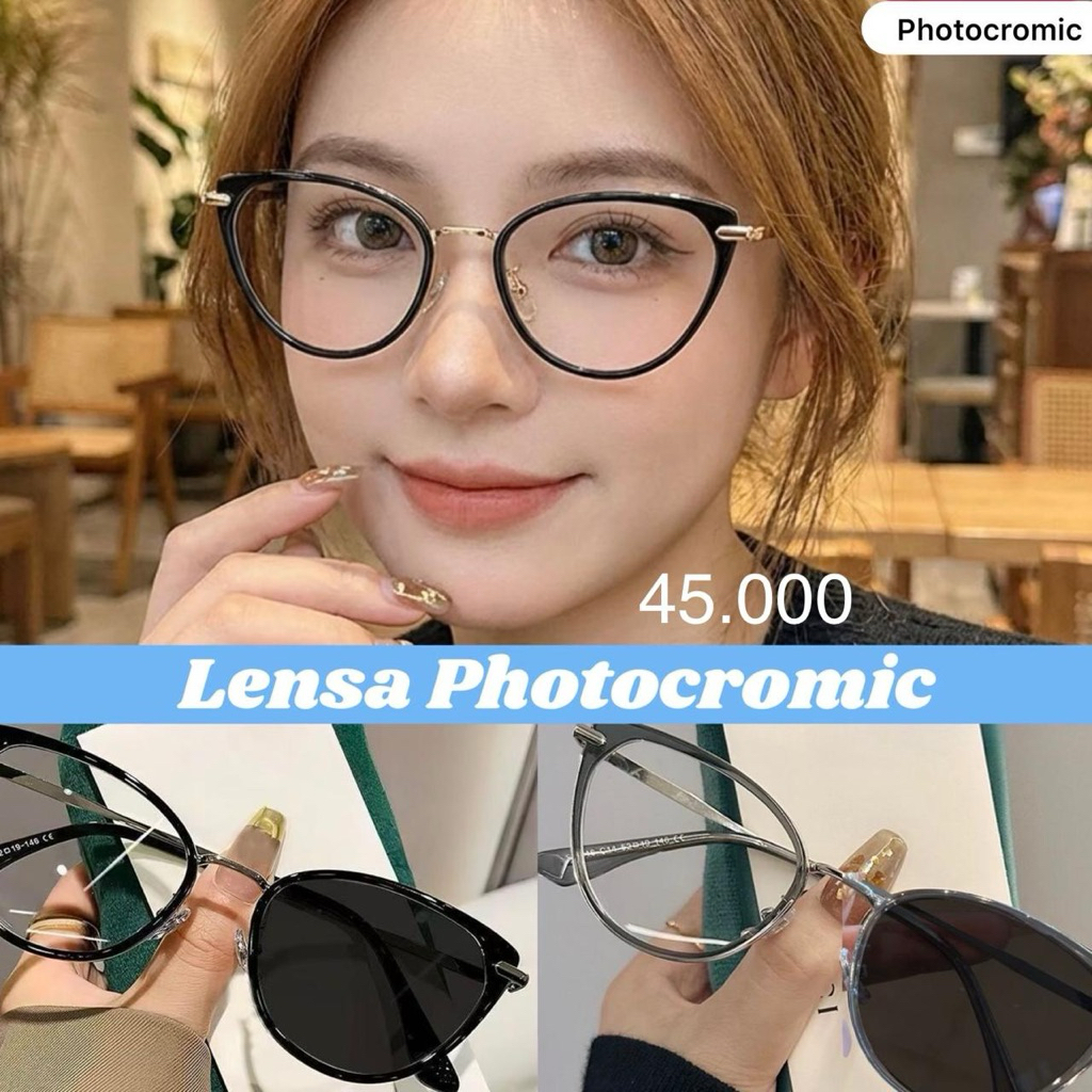 kacamata bingkai cat-eye lensa photocromic