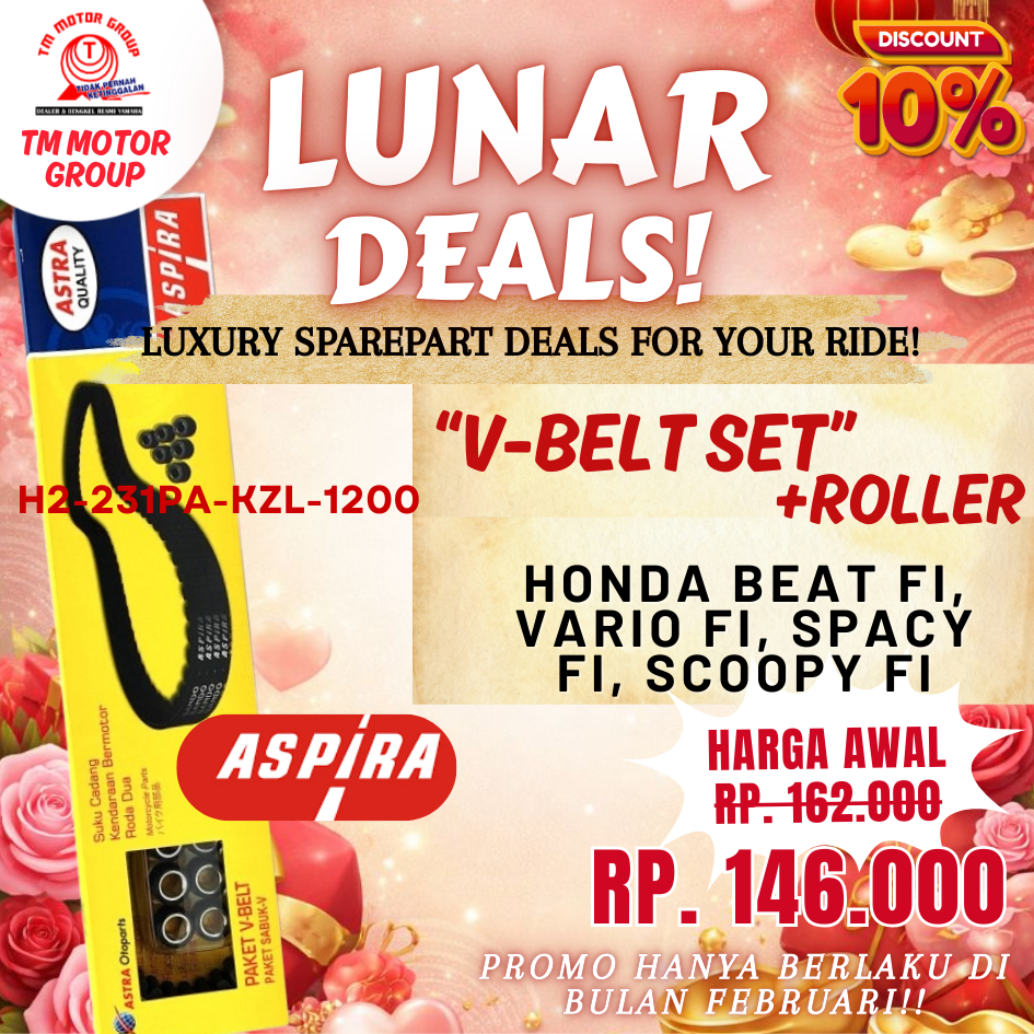 V-BELT SET HONDA BEAT FI, VARIO FI, SPACY FI, SCOOPY FI ORIGINAL ASPIRA