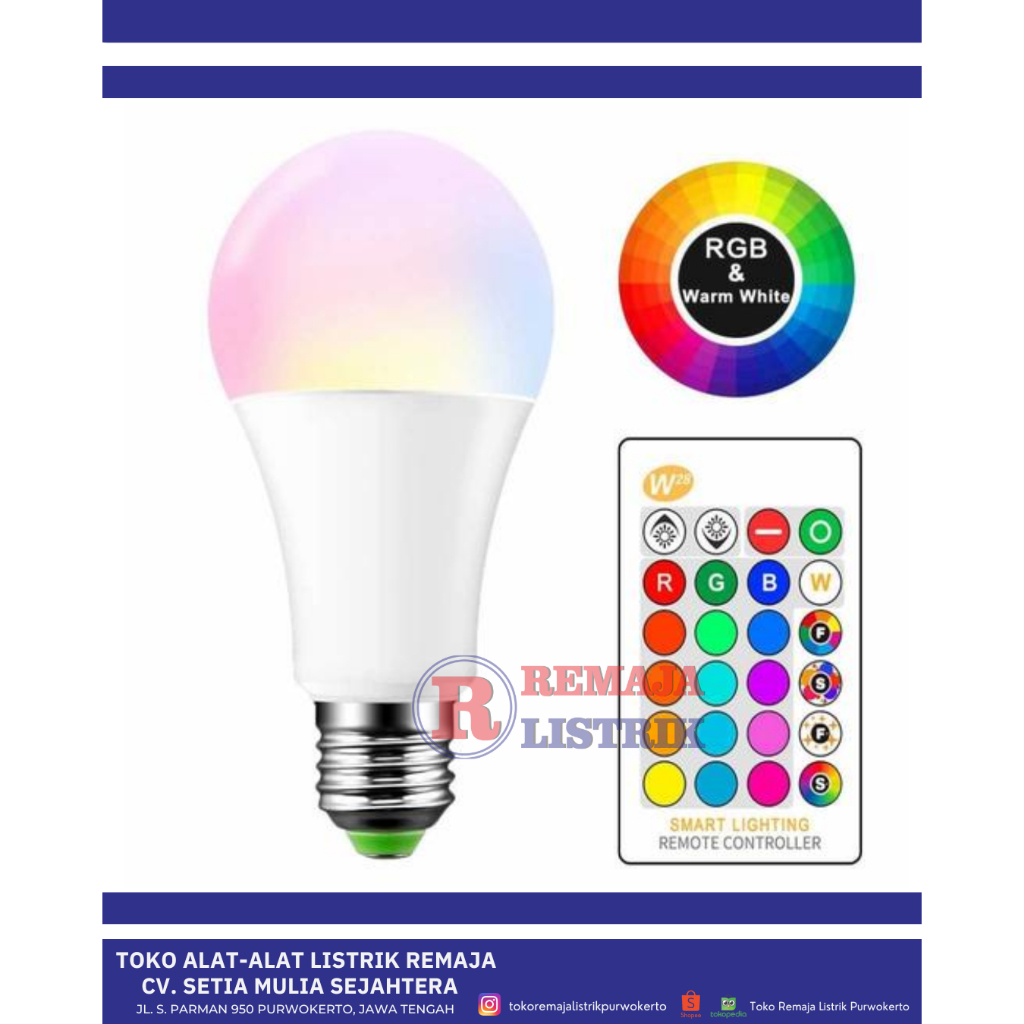 Lampu LED RGB 7W + Remote Yomiko