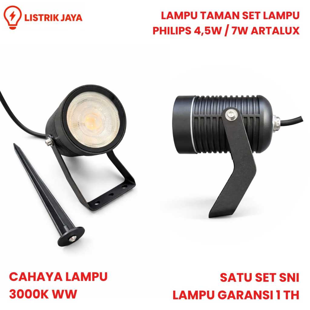 Lampu Taman Philips Set Spotlight MR16 Spot Tancap - Philips 4,5W 7W Artalux