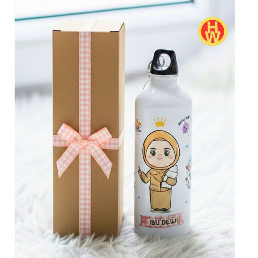 TUMBLER GIFT IBU GURU HIJAB CUSTOM NAMA DAN KARAKTER 750 ml