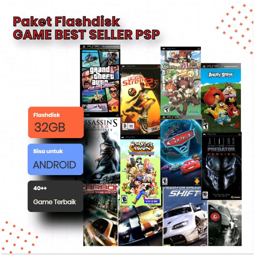 FLASHDISK 32GB ISI GAME PSP LENGKAP - FLASHDISK ISI GAME PPSSPP - FLASHDISK 32GB ISI GAME PSP BISA B