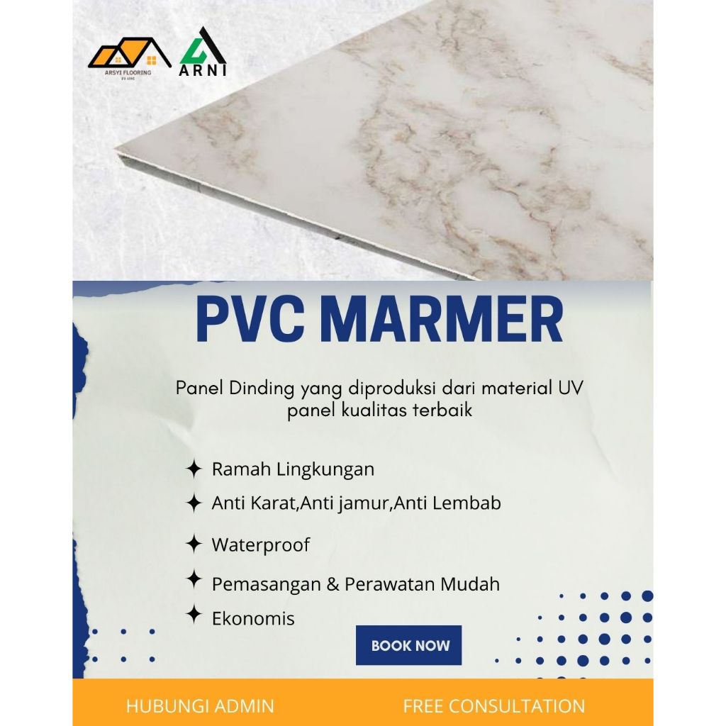 PVC MARMER CHIARA UV Panjang 3m|Hiasan Dinding Marbel