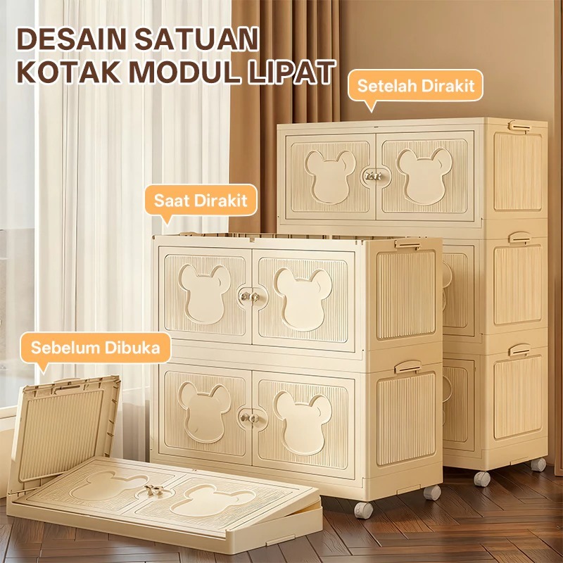 Kingpolly Lemari Plastik Lipat 4 Susun 5 Susun Multifungsi