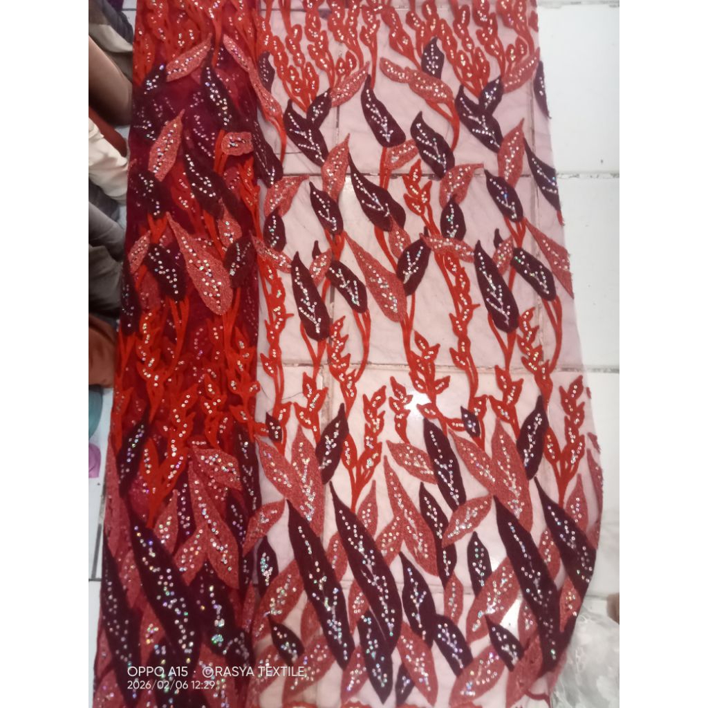 kain brukat tile premium bahan brukat tile motif bunga bahan brukat motif Payet bahan brukat meteran