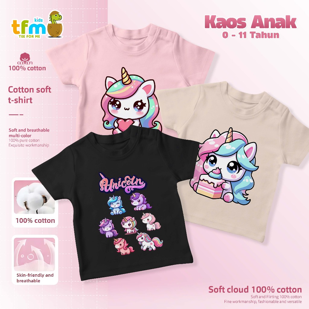 Teeforme - Baju Kaos Bayi dan Anak Perempuan 0-11 Tahun Cotton Stretch I Atasan Kids Tshirt Soft Kat