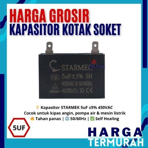 KAPASITOR KOTAK SOKET 5uf | KAPASITOR FAN | KAPASITOR POMPA | KAPASITOR 5 UF - ARKEMA