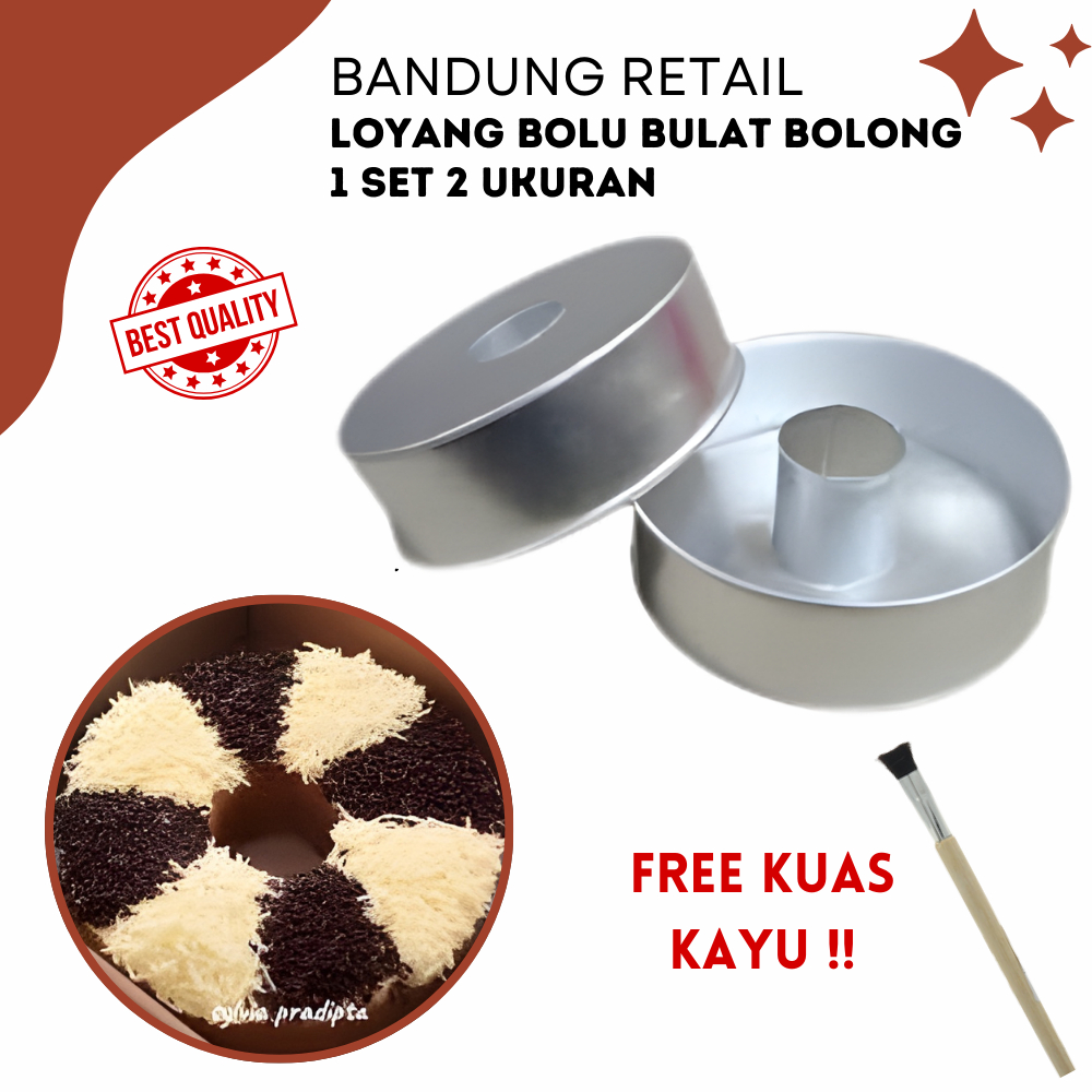 Loyang Alumunium Bolu Bulat Bolong Loyang Bolu Panggang/Kukus Bulat Polos