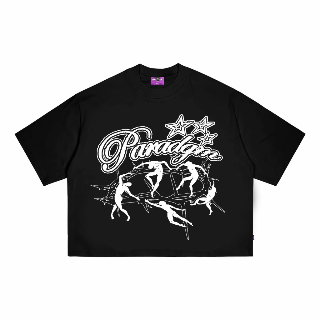 T-Shirt Boxy Oversize Paradgm Stars - Kaos Pria Wanita Motif Star Toys Black & White - Tshirt Oversi