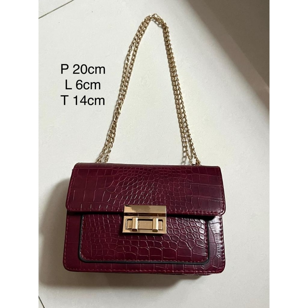 [PRELOVED] Tas Maroon Croco