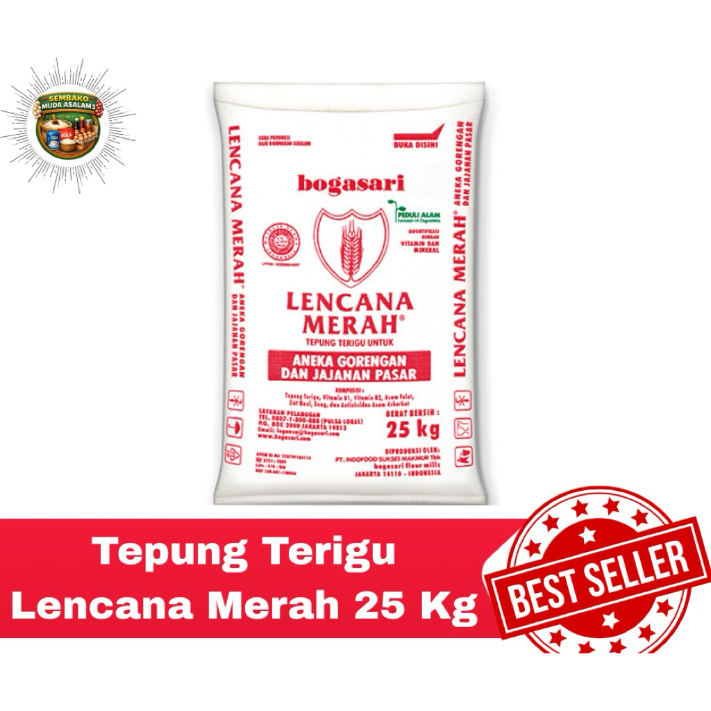 Tepun Terigu Lencana Merah 25 Kg / Tepung Terigu Bogasari Lencana Merah 25kg
