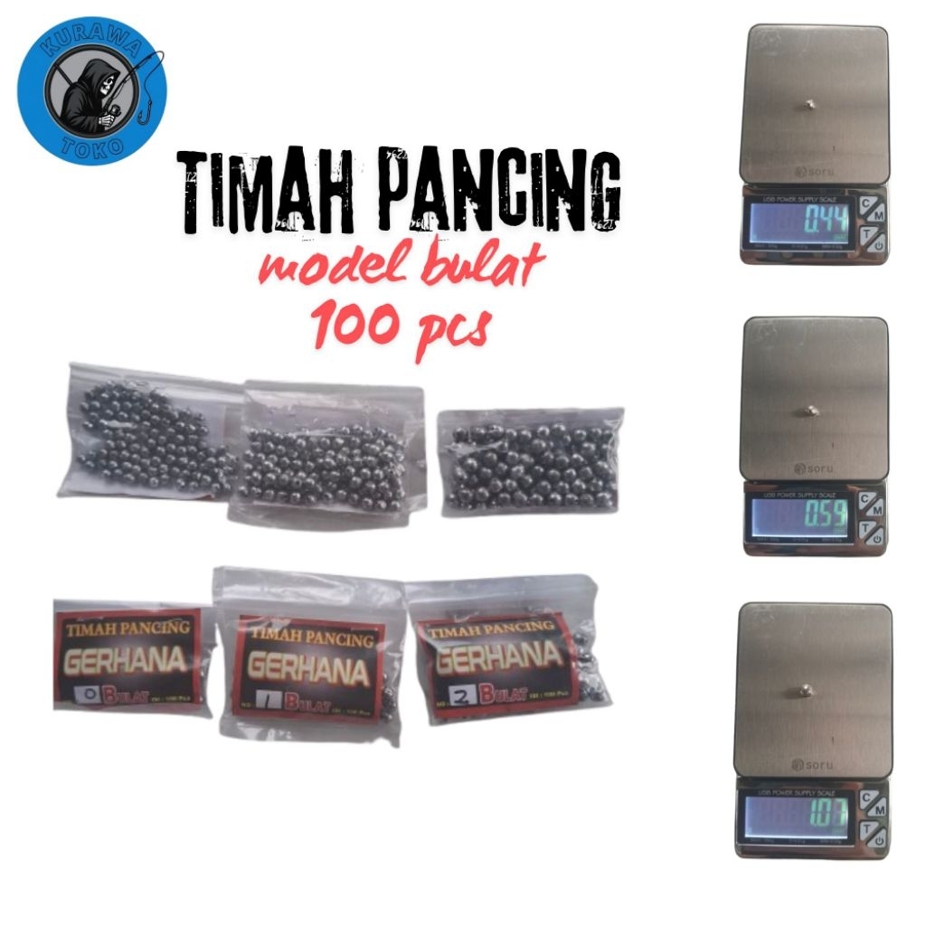 Timah pancing model bulat / merica 100 pcs grosir
