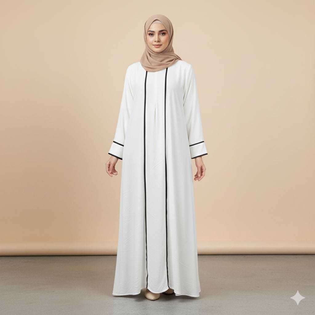 Abaya Basic putih pita Hitam abaya Syari Turki  abaya Umroh