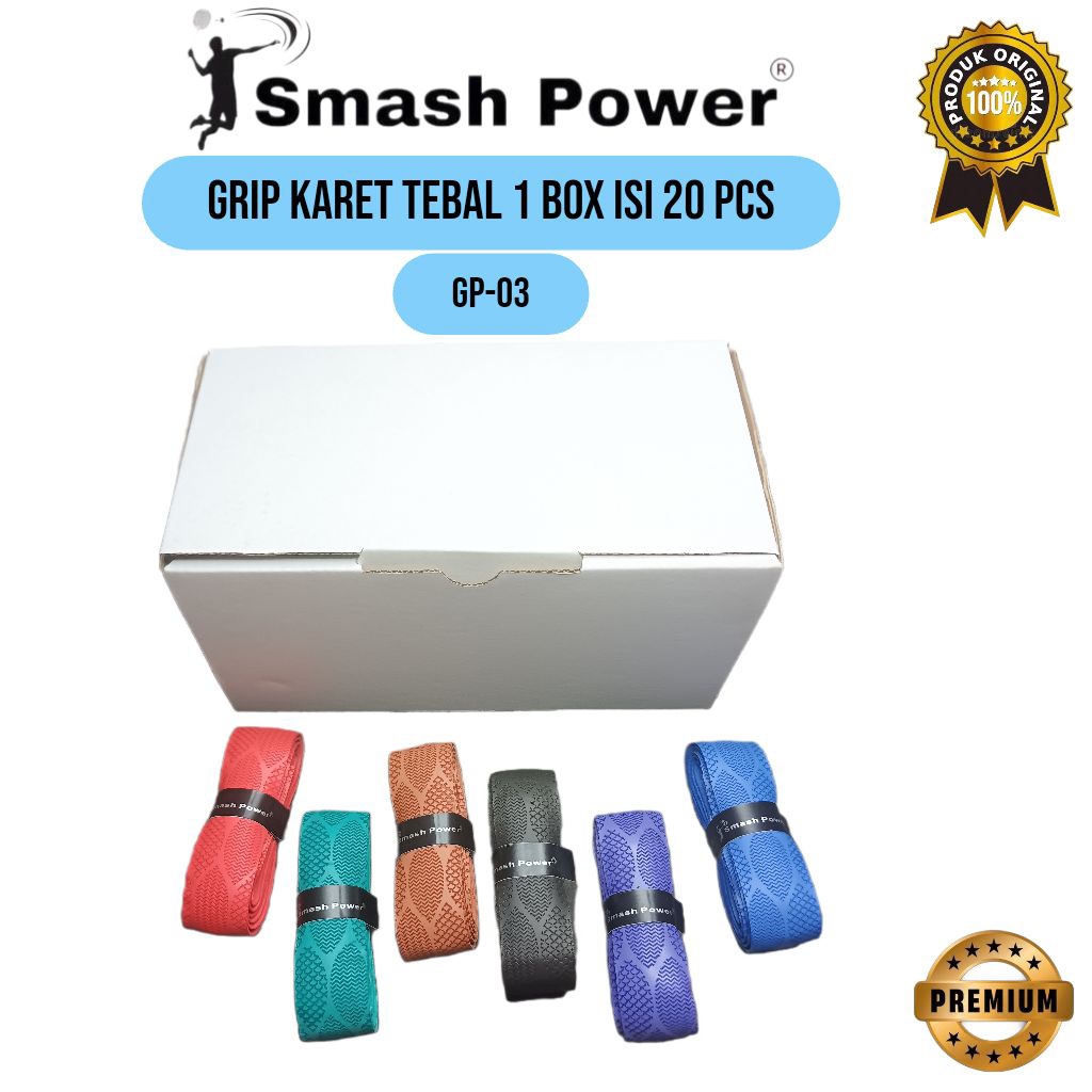 1 BOX GRIP KARET TEBAL BADMINTON SMASH POWER GP-03/GRIP RAKET BADMINTON/GRIP RAKET TENIS