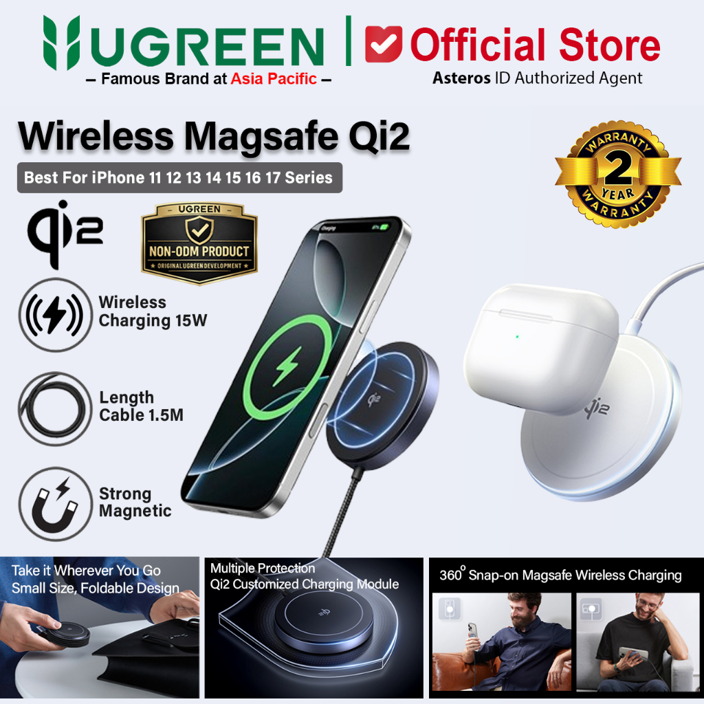 UGREEN Qi2 Magnetic Wireless Charger For iPhone & Airpods Series Fast Charging 15W 35565