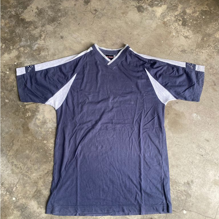 Kaos Kappa V-Neck Side Logo Vintage Navy T-shirt