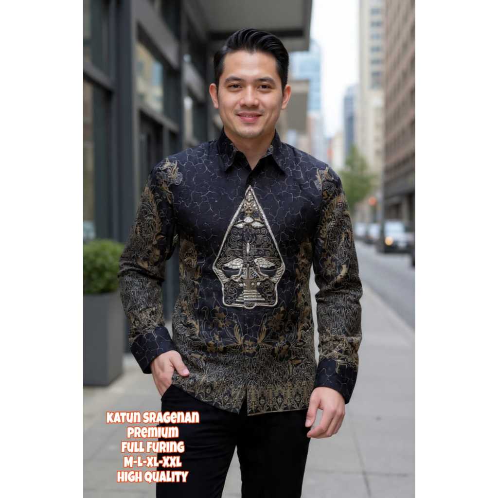 GUNUNGAN WAYANG BAJU BATIK PRIA  LENGAN PANJANG TERBARU
