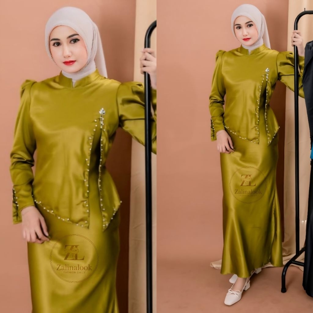 Ameera Dress Gamis Satin Premium Payet Bridesmaid