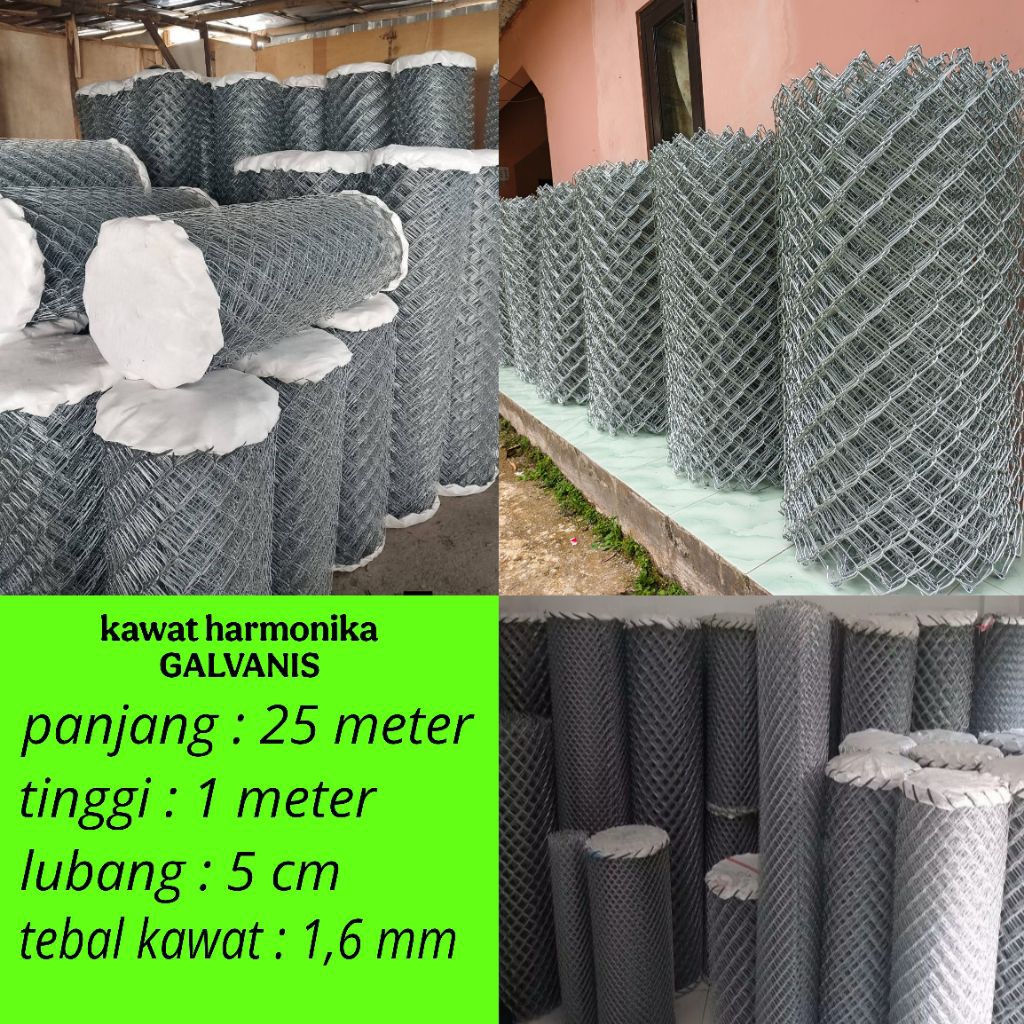 pagar kawat harmonika galvanis panjang 25 meter tinggi 1 meter lubang 5 cm