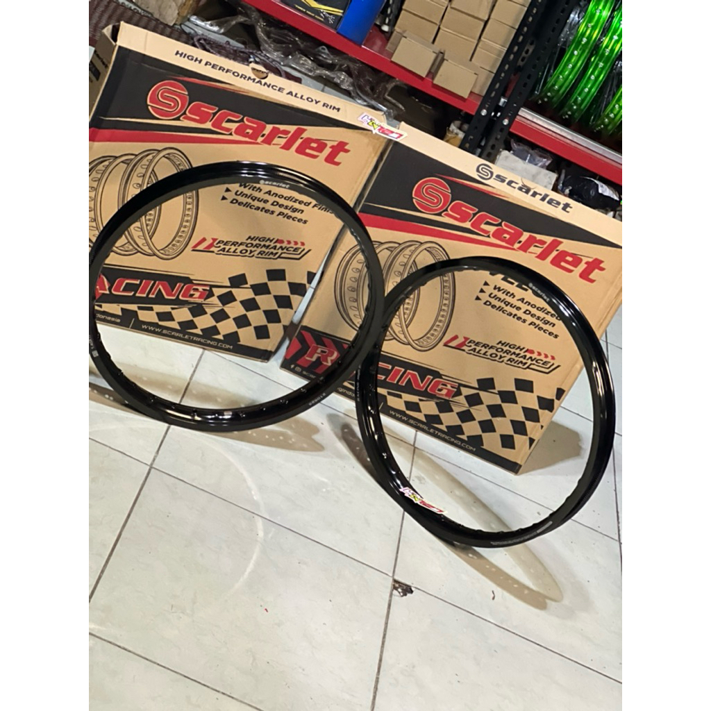 velg scarlet ring 17 ukuran 140/160/185 hitam glosy / velg scarlet wm 140/160/160