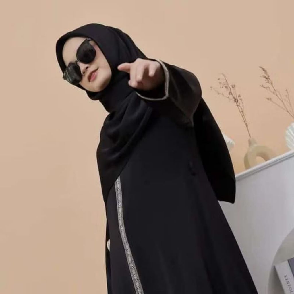 Gamis Abaya Hitam Bordir Zephy Exclusive | Abaya Umroh Jubah Wanita Arab Pakistan