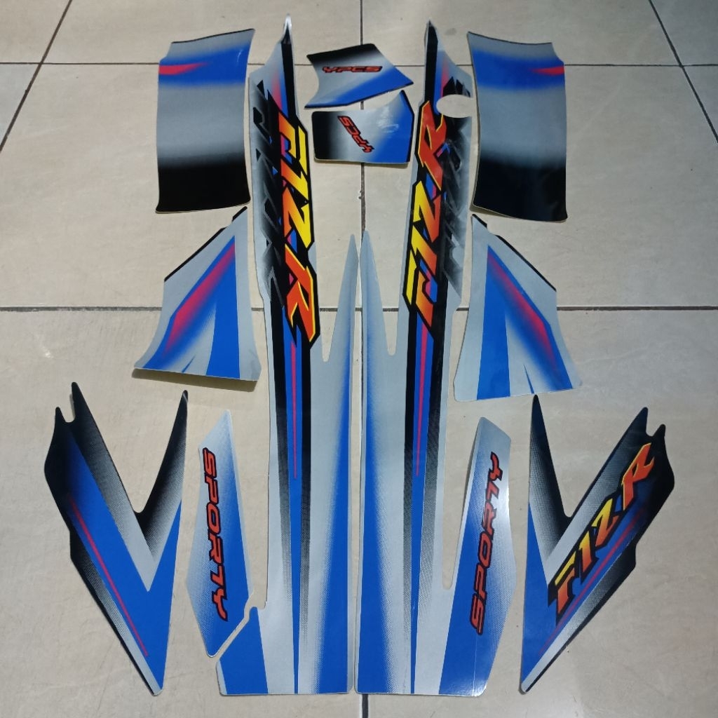 Striping stiker body motor fiz R f1zr biru silver 2003 stiker list bodi motor fiz r tahun 2003