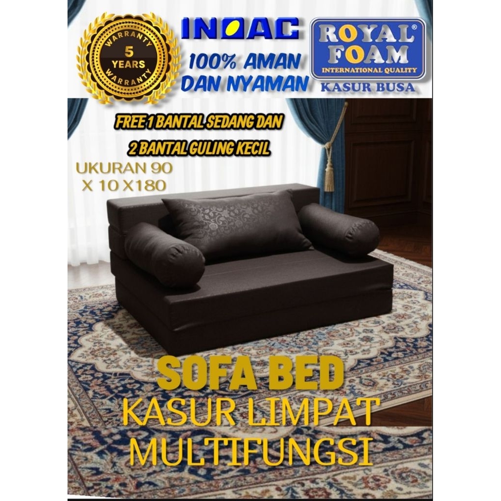 sofabed kasur lipat INOAC atau sofa multifungsi ukuran 90x10x180