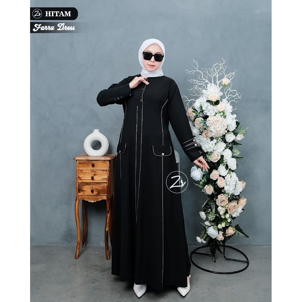 Gamis polos Fara zr - gamis lebaran - gamis elegant modern - gamis zr termurah