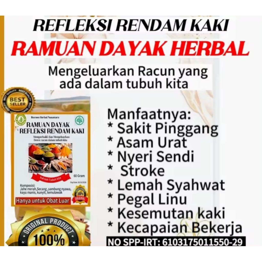 Ramuan Kaki Dayak Refleksi Rendam kaki asli atasi segala penyakit