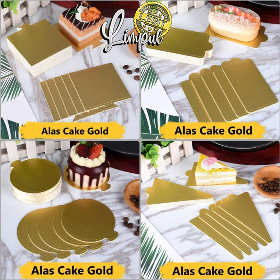 Tatakan Kue Alas Gold Slice Tiramisu Alas Bulat Cheese Cake Slice Mini Gold Alas Donat Anti Lengket