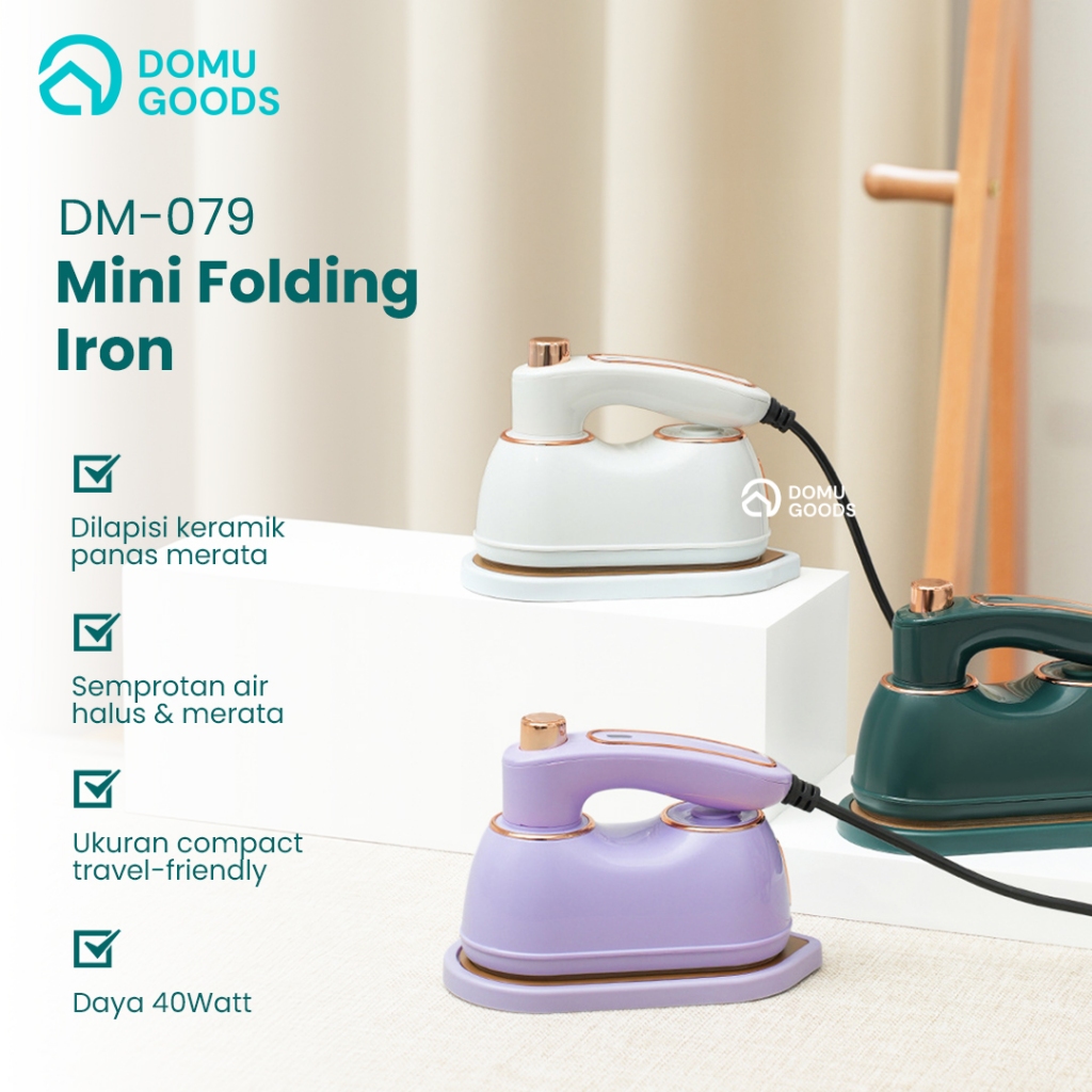 DOMU Mini Folding Iron / setrika lipat / setrika mini / setrika portable / setrika travel / setrika 