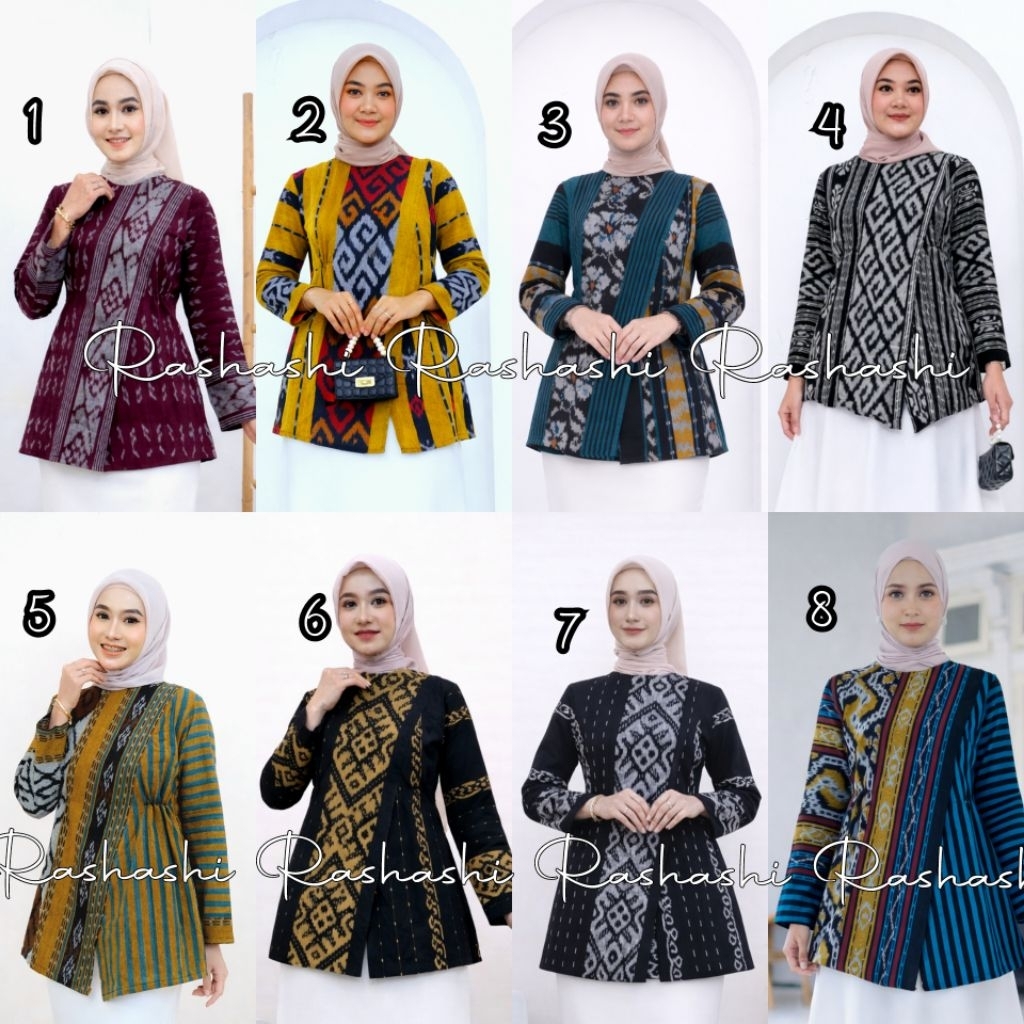 INARA Baju Atasan tenun wanita modern terbaru warna kuning navy coklat blouse tenun troso jepara etn