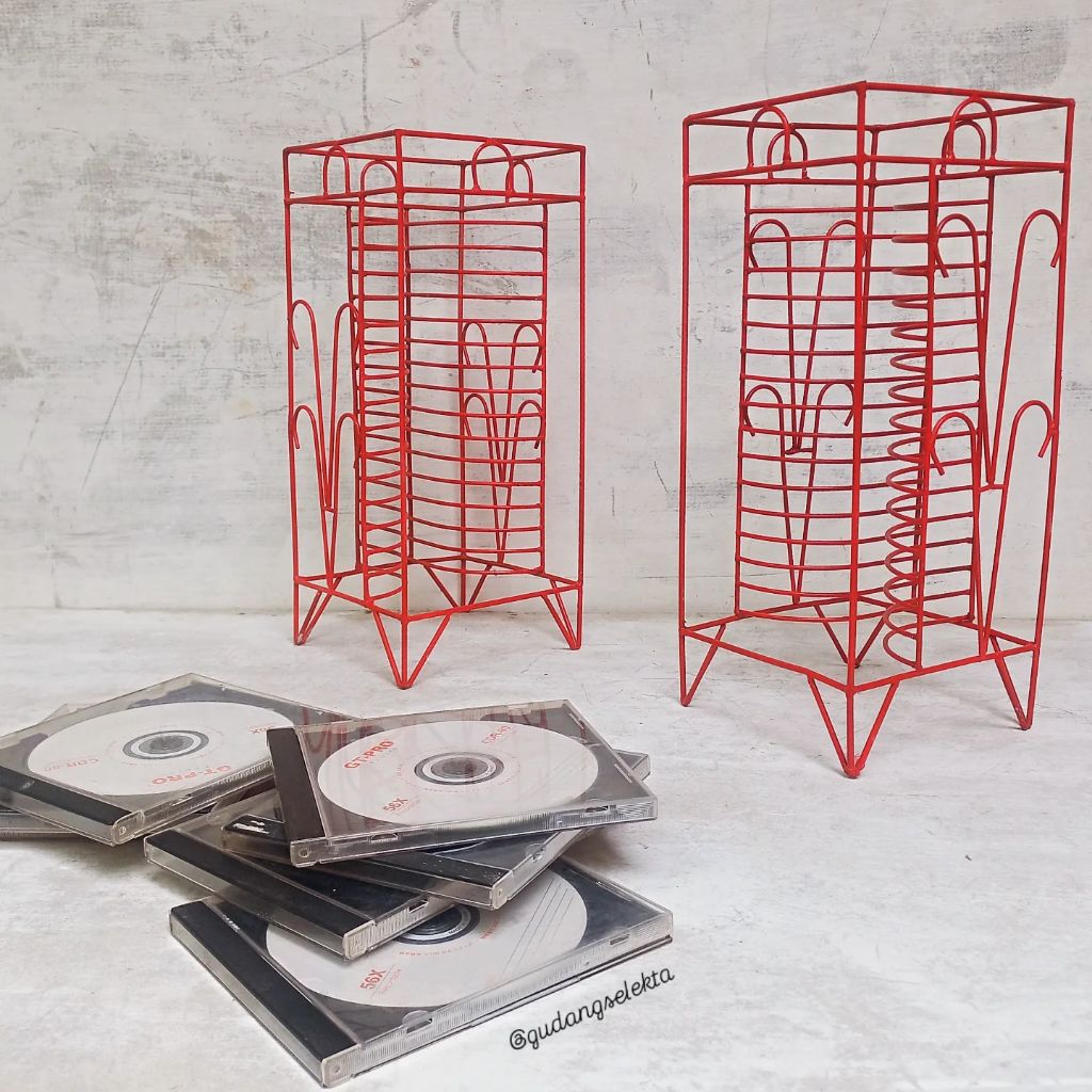 Rak Kaset CD Dekorasi Vintage CD Storage Organizer Cabinet