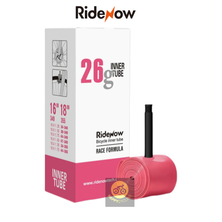Ban Dalam Sepeda RideNow 16-18 349-355 x 1.3-2.0 TPU 26g Schrader Valve AV 45mm Happy Cycling