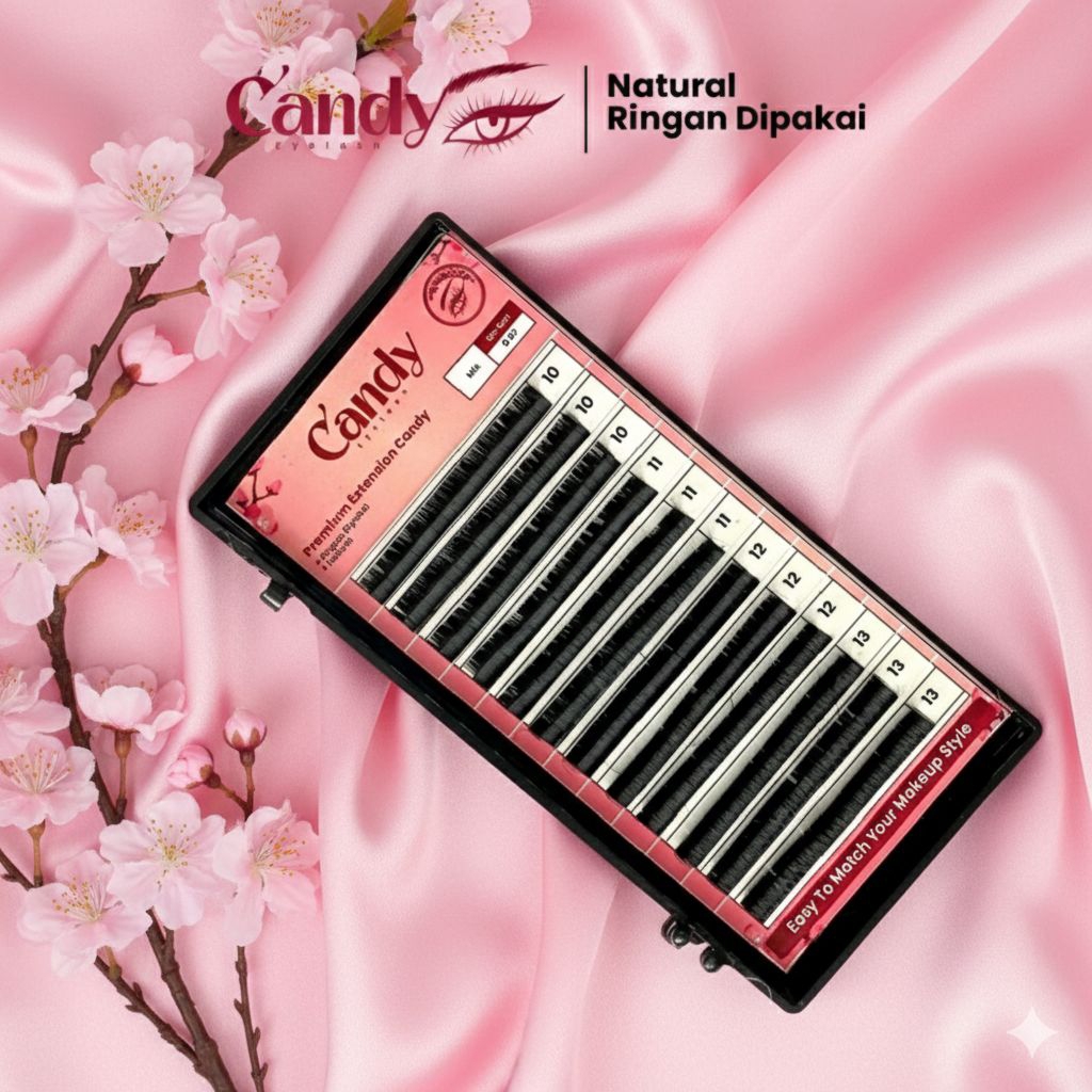 Candy eyelash extension bulu mata dengan dua varian ukuran tebal 0,07 dan 0,10 ukuran mulai 9MM-14MM