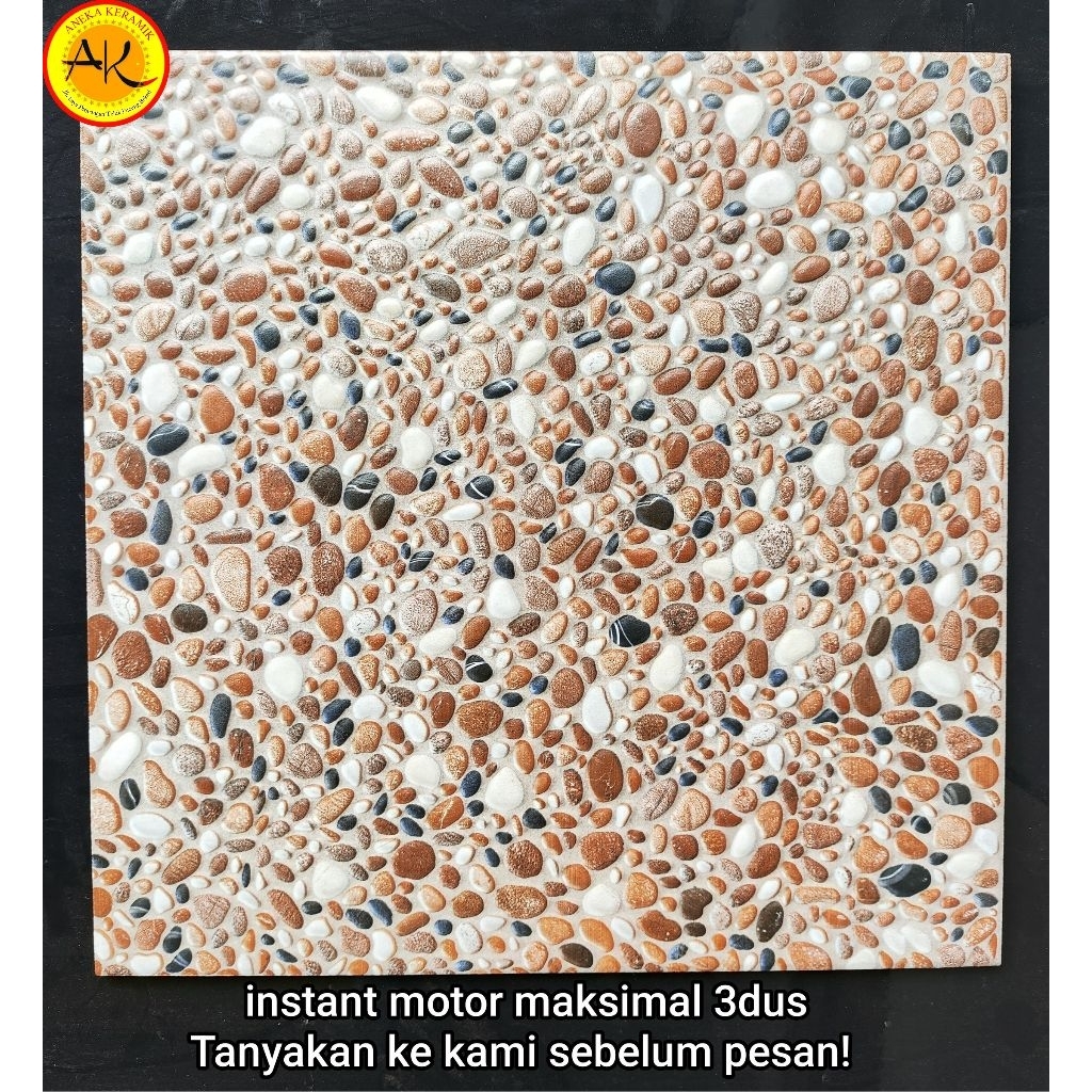 Keramik Lantai Kasar Teras Garasi Motif Batu Alam Timbul 40x40 Galacia Beige