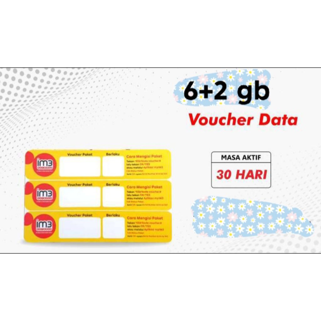 voucher data indosat 6+2 gb / 30 hari