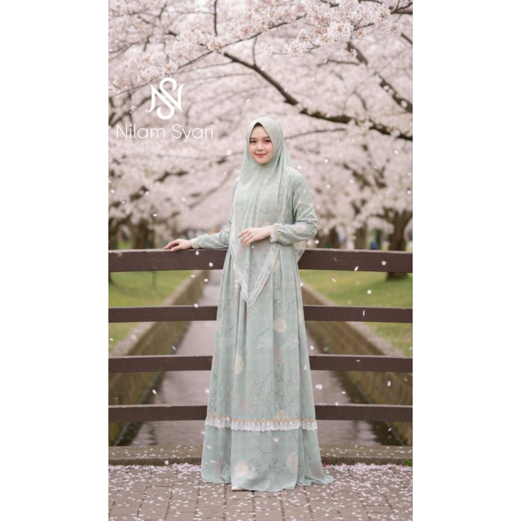 NILAM SYARI MATERIAL DRESS CERUTI PRINTING  NAISY SYARI