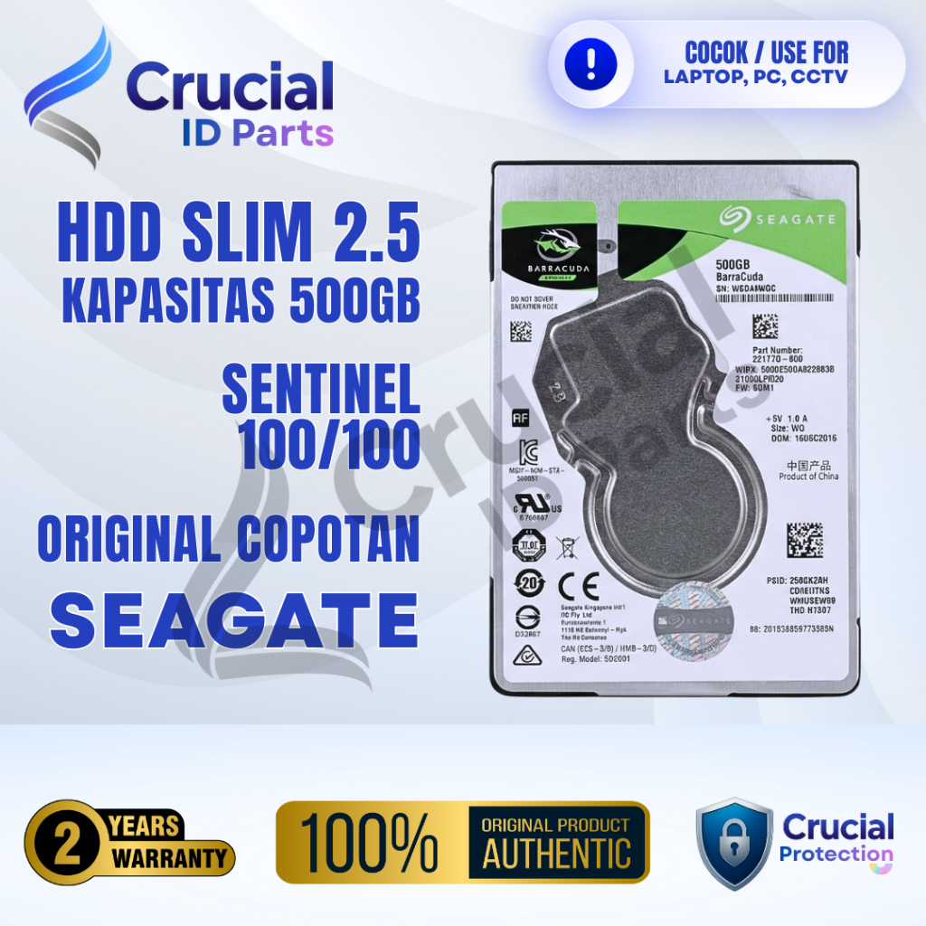 HARDISK HDD 500GB 2.5INCH SLIM SEAGATE BARRACUDA ORIGINAL USED | Bisa digunakan pada Notebook, PC, L
