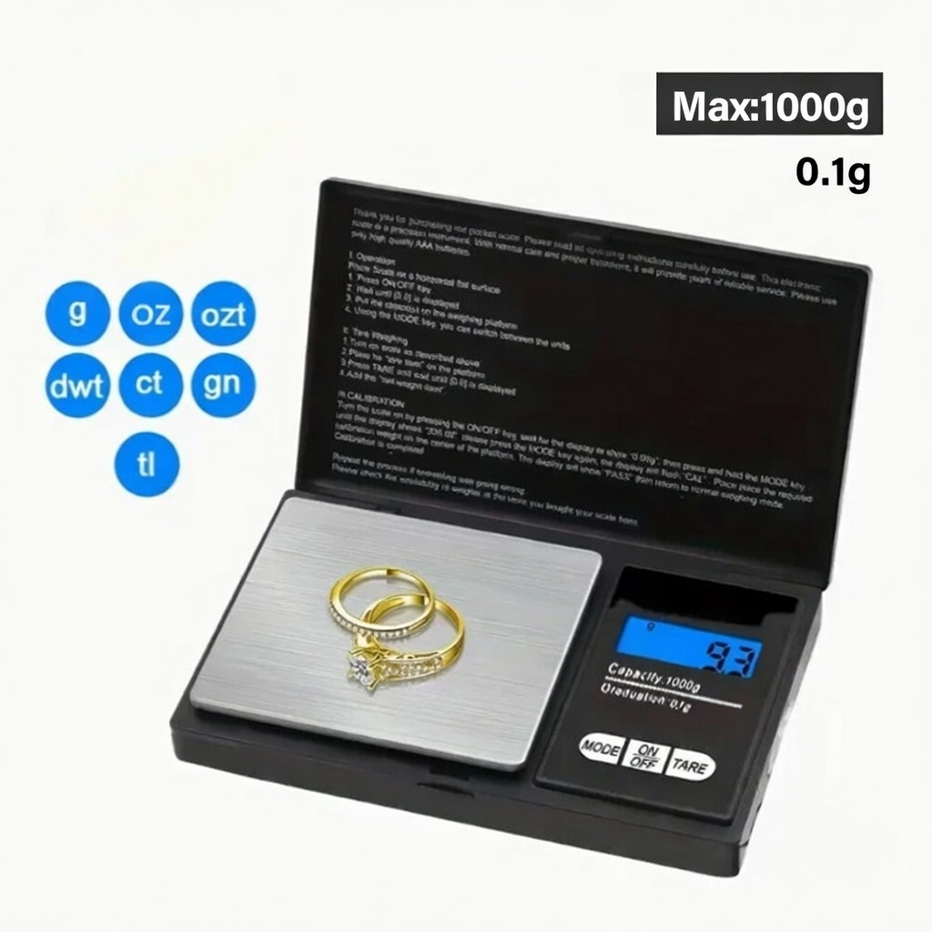 Timbangan elektronik mini, 500g/0,01g, timbangan perhiasan, timbangan emas, timbangan saku, timbanga