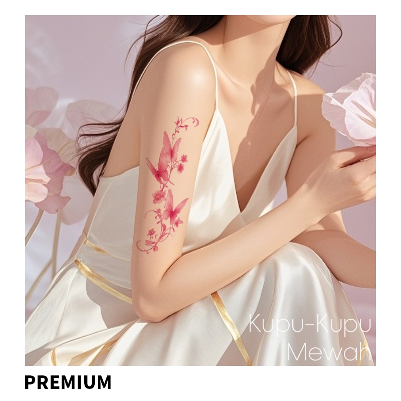 Stiker Tato Temporer Premium Kupu-Kupu Dopamine | Tahan Air & Keringat | Detail Artistik HD | Ala IG