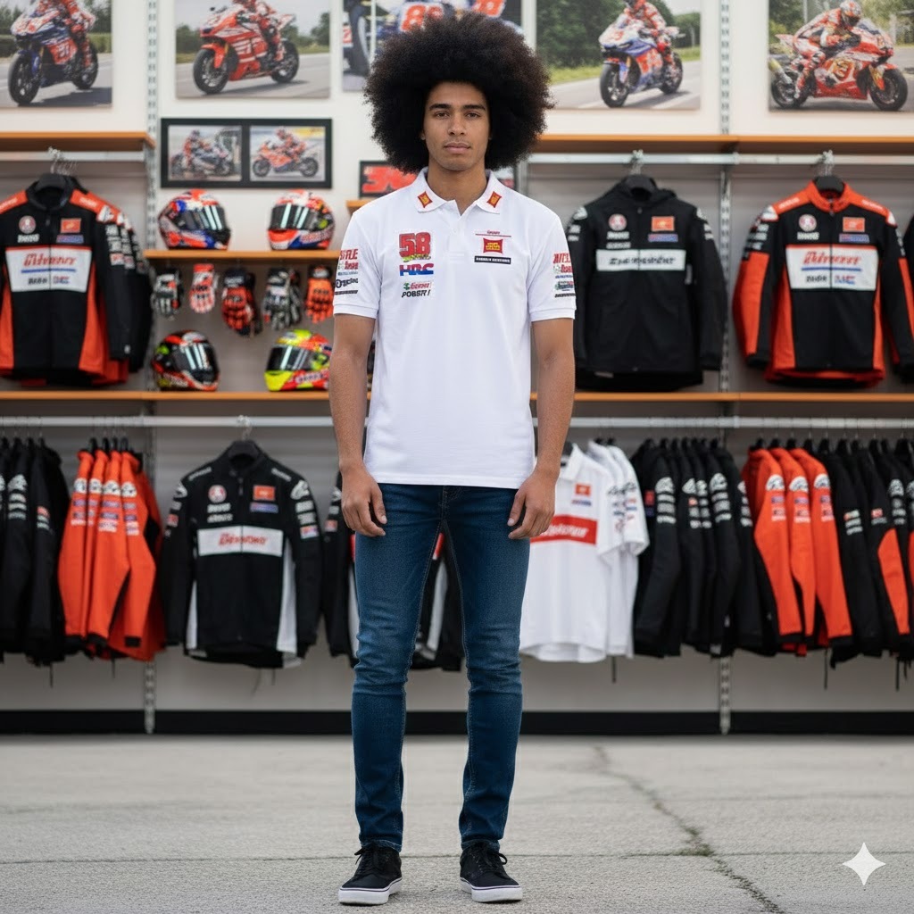 Keren & Sporty: Polo Shirt Honda Gresini Team Putih - Baju Kerah Balap MotoGP Super Sic