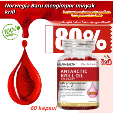Minyak Krill Antartika 60 Kapsul/antartic Krill Oil Original/omega 3 Fish Oil 1000mg