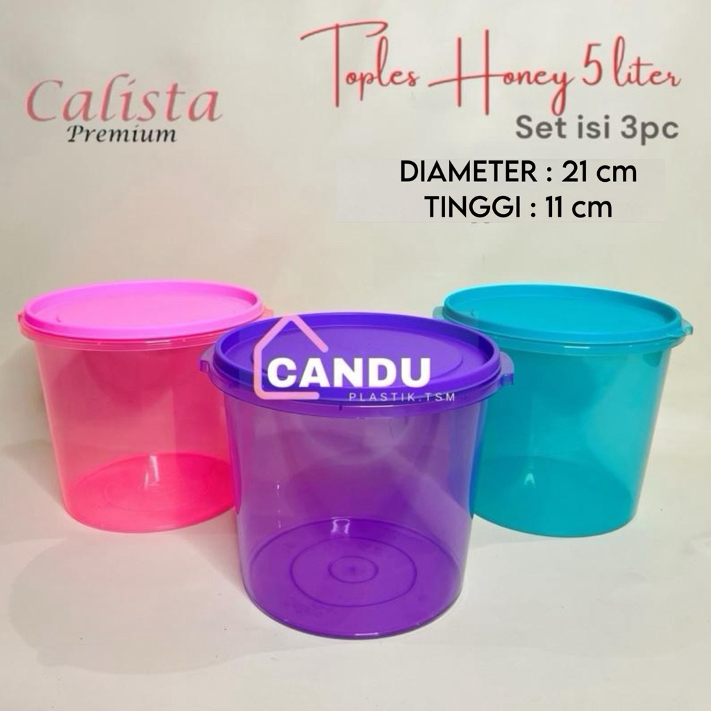 (3-PCS) TOPLES CALISTA HONEY 5 LITER / SEALWARE CALISTA WARNA TOPLES KERUPUK TOPLES MAKANAN BPA FREE