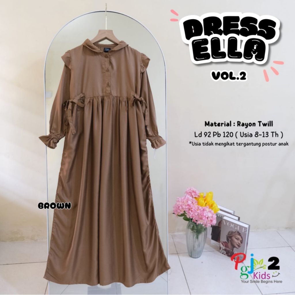 DRESS ANAK ELLA VOL.2 POLOS RAYON TWILL BY PGJ KIDS