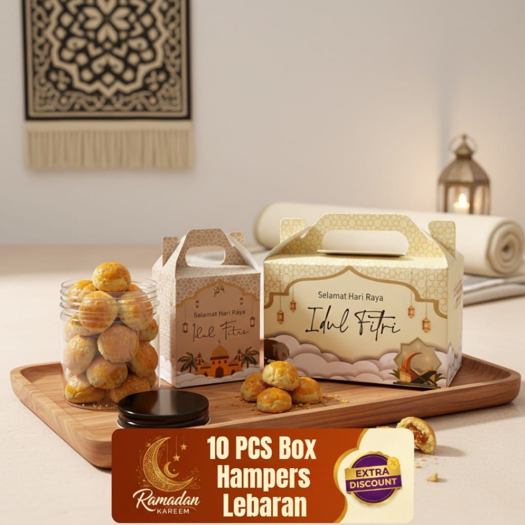 (Isi 10)Box Lebaran Hampers Untuk 1 Dan 2 Toples tabung 600 ml Box Parcel Lebaran Box Dus Kue Kering