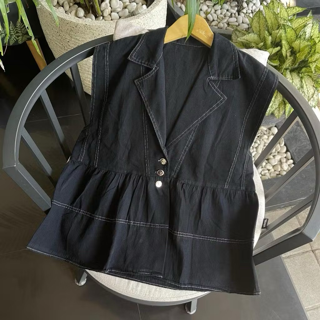 MELODIE VEST JEANS WANITA / ATASAN BAJU ROMPI REMAJA DEWASA / OUTER ROMPI GEO JEANS WANITA