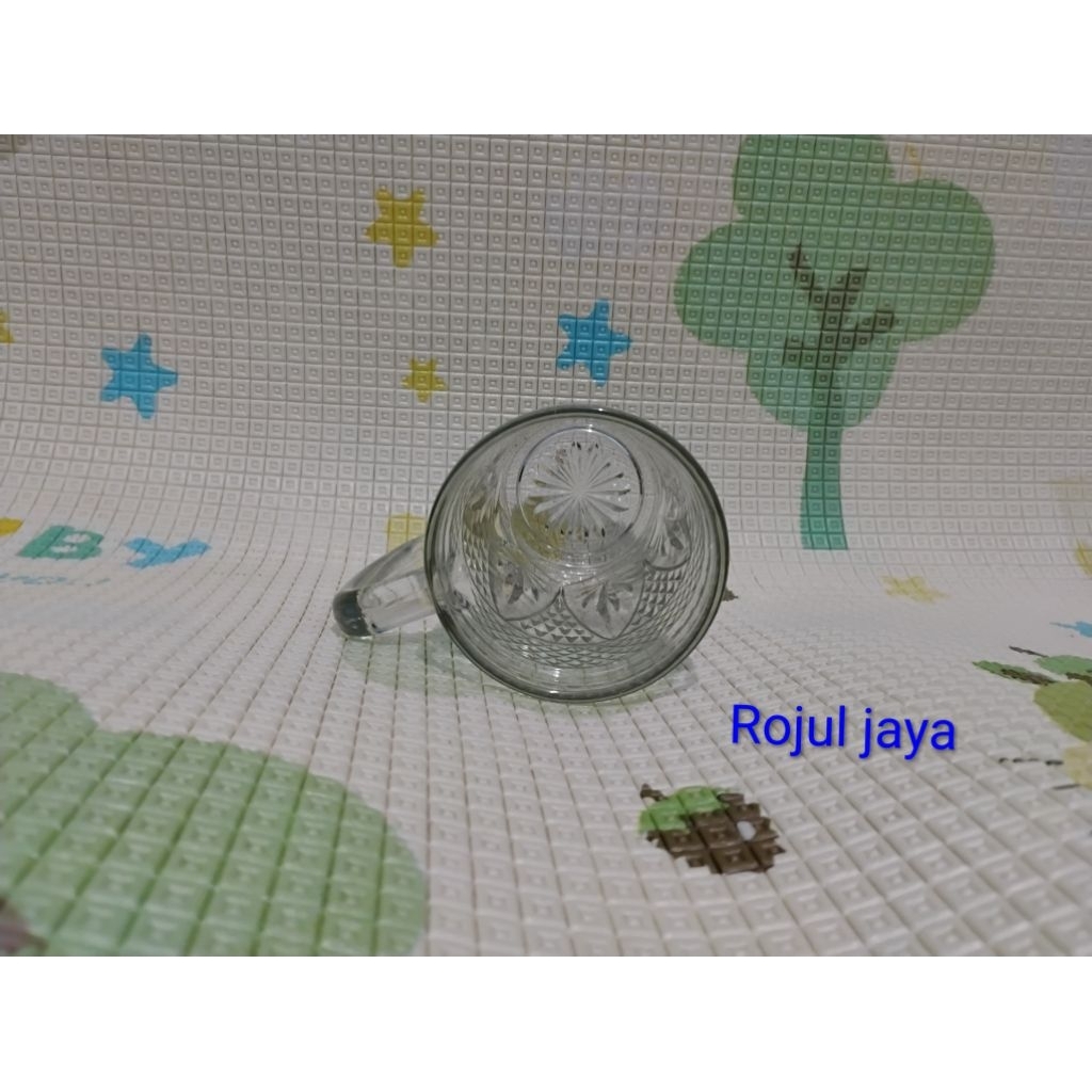 Gelas kaca motif bunga jumbo/gelas beling cantelan